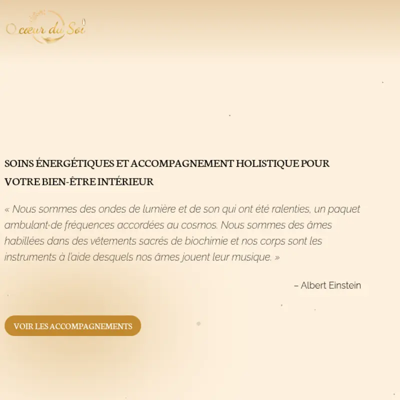 Page d'accueil du site O Cœur du Soi, accompagnement holistique